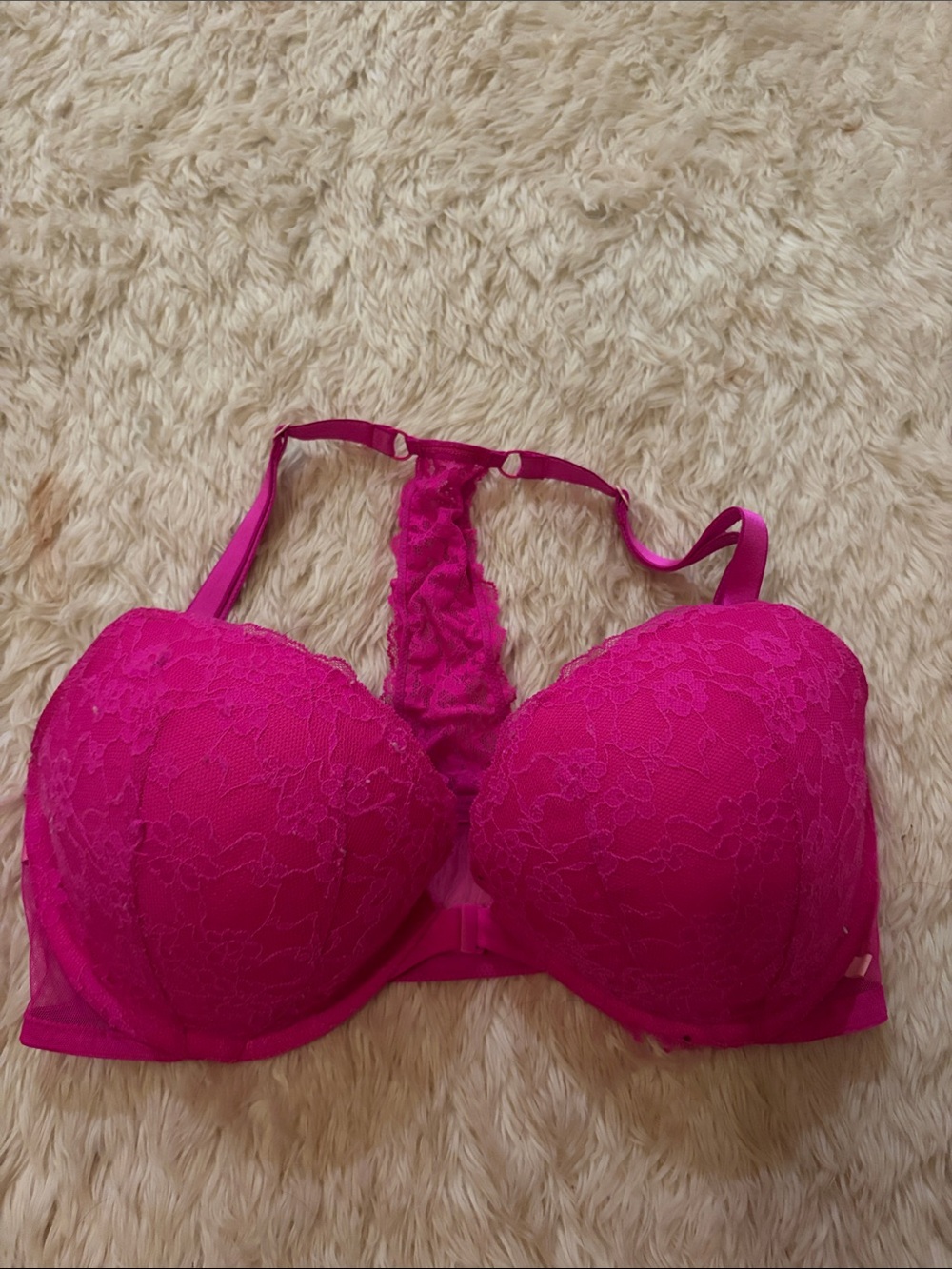 Victoria's Secret Lace Racerback Push-Up Bra - Fuchsia